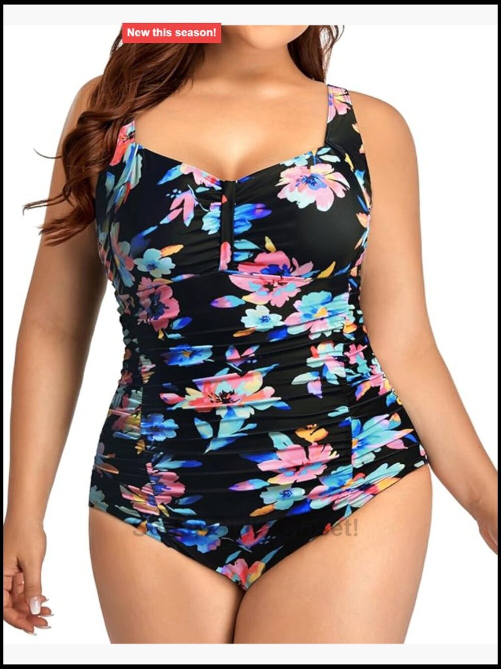Plus Size One Piece Swimsuit - Tummy Control Ruched Bathing Suit Vintage